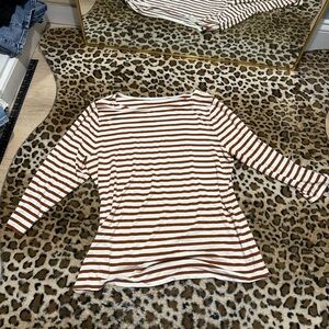 Striped Brown and White Women's Top